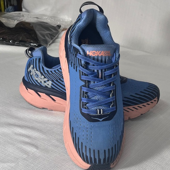 Hoka 10.5 Clifton Edge Womens Running Shoes Sneakers Athletic Walking Blue Peach - Picture 2 of 8
